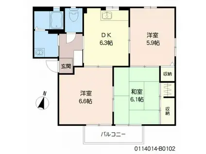 エクセレント郷ノ木  B棟(3DK/1階)の間取り写真