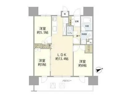 プレシス本厚木エクシア(3LDK/7階)の間取り写真