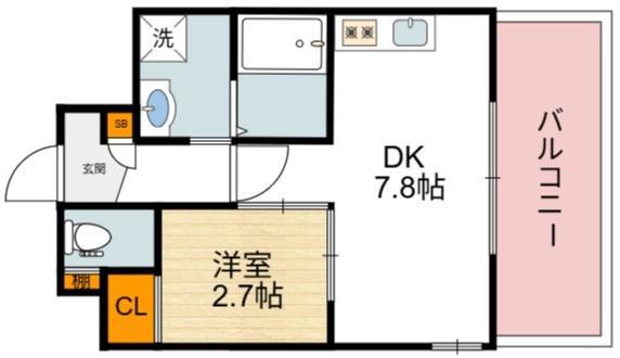 エセリアル清水丘(1DK/9階)の間取り写真