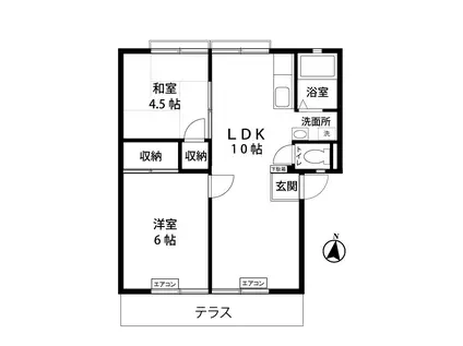 ノアズ・アークB(2LDK/1階)の間取り写真