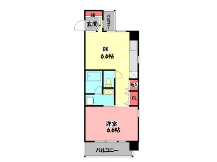 エスパシオ・ヒラソル(1DK/8階)の間取り写真