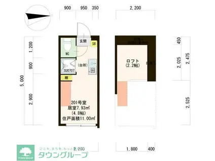 アカツキテラス和泉II(ワンルーム/2階)の間取り写真