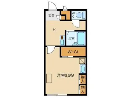 レオパレスボヌール(1K/2階)の間取り写真