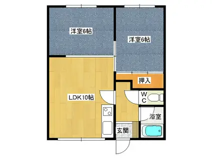 幸陽ハイツ(2LDK/1階)の間取り写真