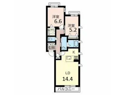 クレール中桜塚(2LDK/3階)の間取り写真