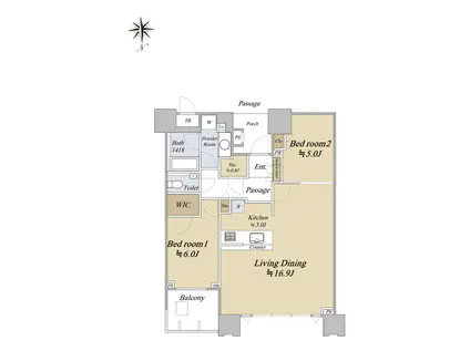 ドゥ・トゥール(2LDK/36階)の間取り写真