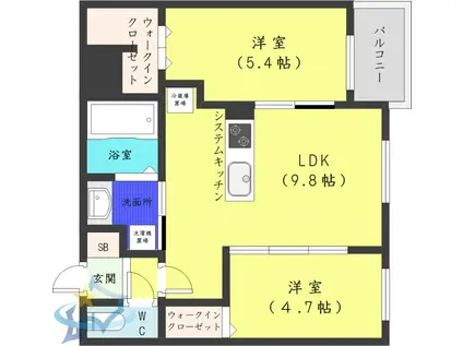 BERLINETTA312(2LDK/4階)の間取り写真