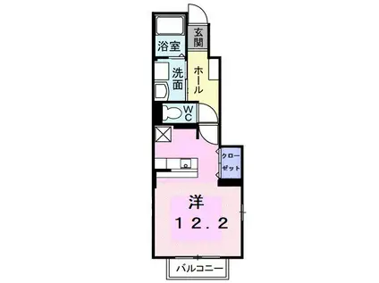 リバティハウスB棟(ワンルーム/1階)の間取り写真