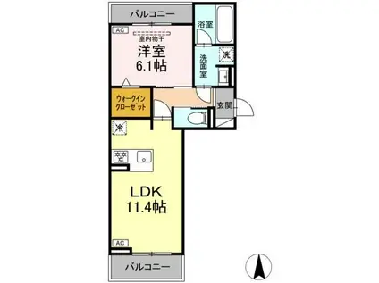 D-AVANCE 花中I(1LDK/2階)の間取り写真