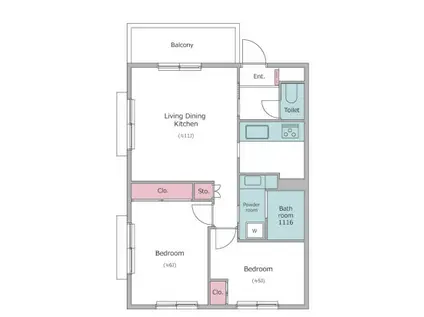 レジディア世田谷若林(2LDK/2階)の間取り写真
