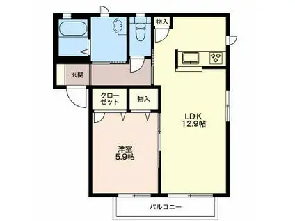 アドミラブールC(1LDK/2階)の間取り写真