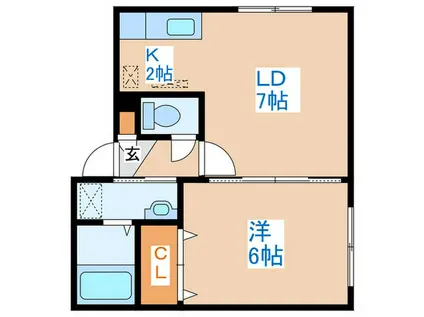 ウエストヴィレッジ(1LDK/2階)の間取り写真