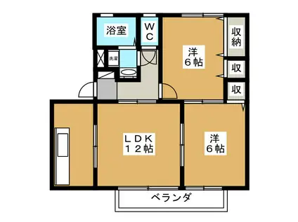 ビップササベ(2LDK/1階)の間取り写真