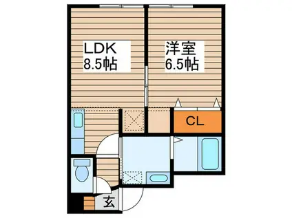 PLAZA IN N14 B棟(1LDK/2階)の間取り写真