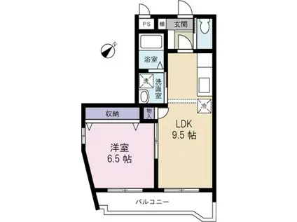 シャトレ参番館(1LDK/4階)の間取り写真