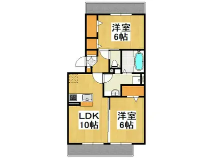 イルソーレ吉川美南 アランチャ(2LDK/2階)の間取り写真