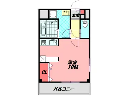 ヴィルフランシュ(1K/1階)の間取り写真