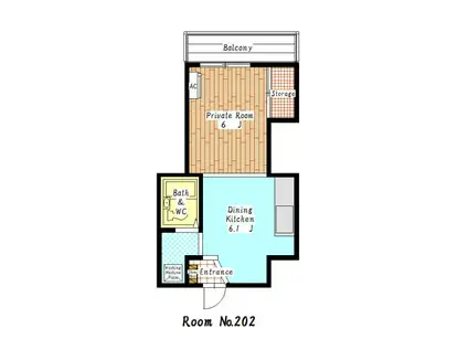 カーサ田中(1DK/2階)の間取り写真