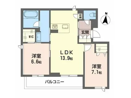 グランツ野田(2LDK/2階)の間取り写真
