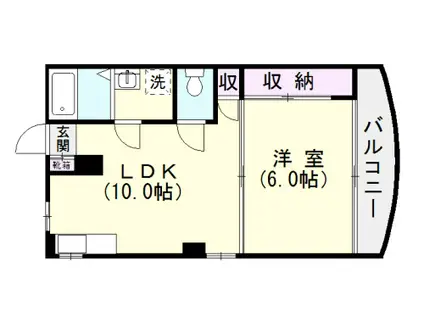 アビタシオン笹貫(1LDK/2階)の間取り写真