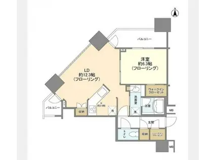 ミッドサザンレジデンス御殿山(1LDK/3階)の間取り写真