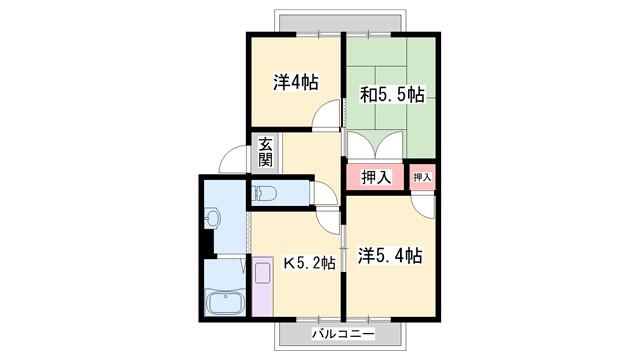 ガーデンハイツ緑ヶ丘 G棟(3K/2階)の間取り写真