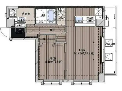 ADVANCE(1LDK/3階)の間取り写真