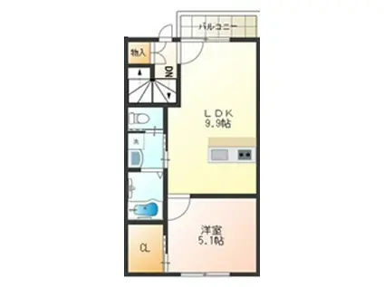 エスペランサ一橋II(1LDK/2階)の間取り写真