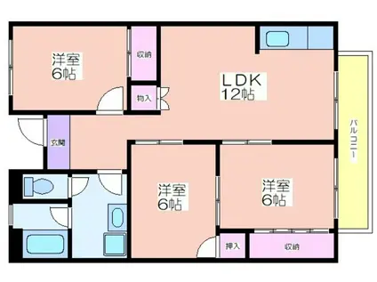 ハイツ箕面(3LDK/1階)の間取り写真