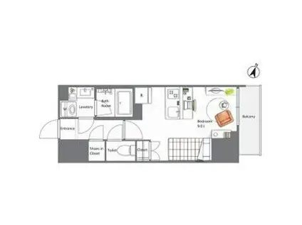 AIFLAT若松河田(ワンルーム/12階)の間取り写真