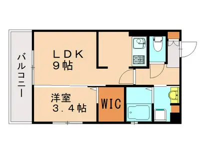 シーサーイン博多(1LDK/1階)の間取り写真