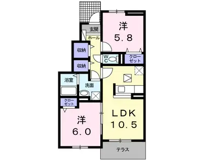 ベルフォーレ(2LDK/1階)の間取り写真