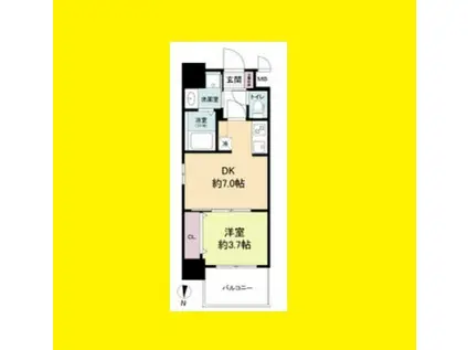 プライマル南森町パークビュー(1DK/5階)の間取り写真