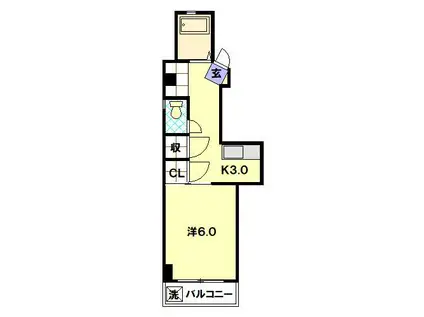 ベルシティプルナス(1K/3階)の間取り写真