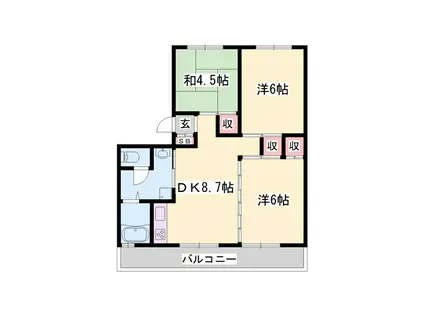 クローバー広畑才(3DK/4階)の間取り写真