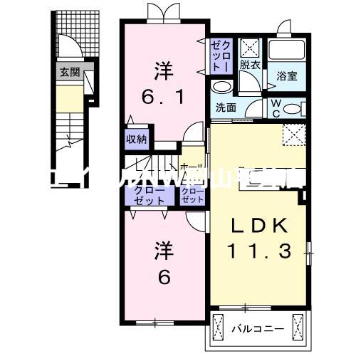 グランツB(2LDK/2階)の間取り写真