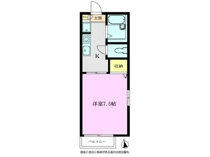 ラ・シエル(1K/2階)の間取り写真