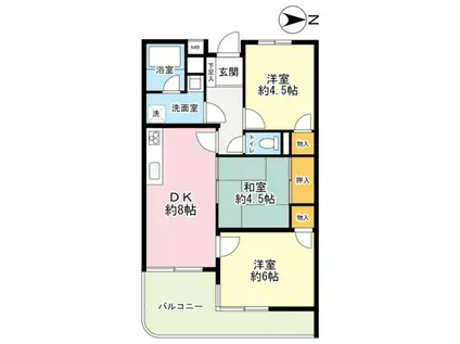 メゾン・ド・ヴェール(3DK/1階)の間取り写真