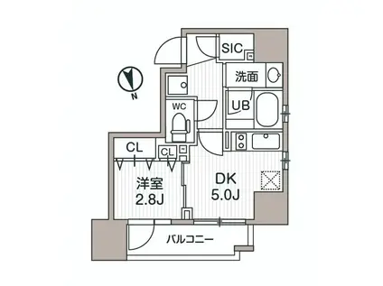 シーズンフラッツ蔵前パークフロント(1DK/12階)の間取り写真