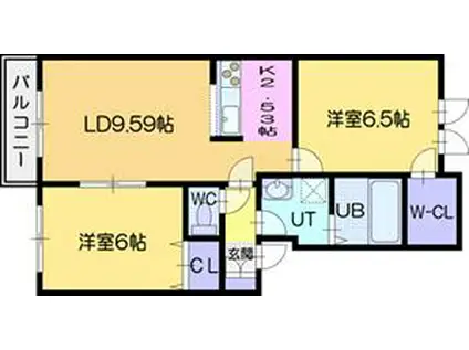 LUMINOUS大麻(2LDK/1階)の間取り写真