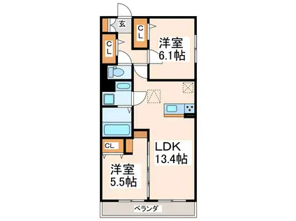 シルトクレーテ(2LDK/2階)の間取り写真