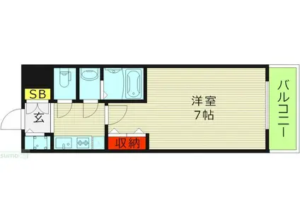 エスリードレジデンス都島シティフロント(1K/9階)の間取り写真