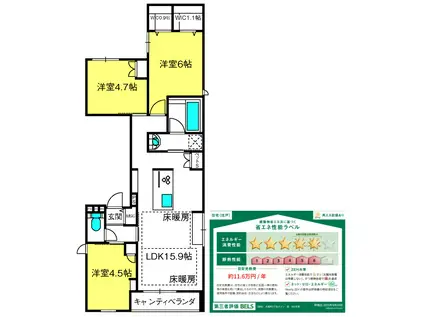 PALAIS RAFFIN(3LDK/3階)の間取り写真