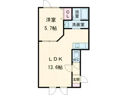 ノース COURTII(1LDK/1階)の間取り写真