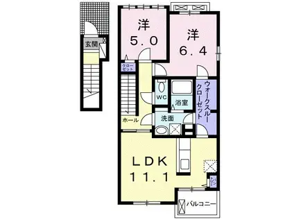 プリムローズIII(2LDK/2階)の間取り写真