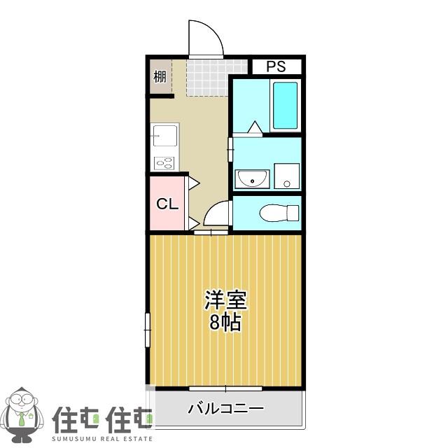 ヒルクレスト(1K/1階)の間取り写真