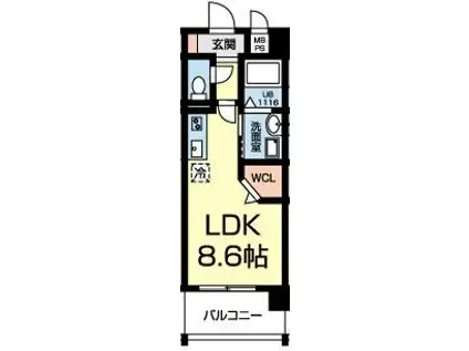 レオファミーユ世安(ワンルーム/8階)の間取り写真