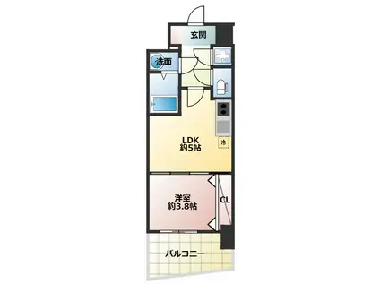 セレニテ京橋クレア(1DK/9階)の間取り写真