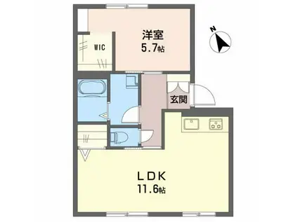 フローラル新庄B棟(1LDK/1階)の間取り写真