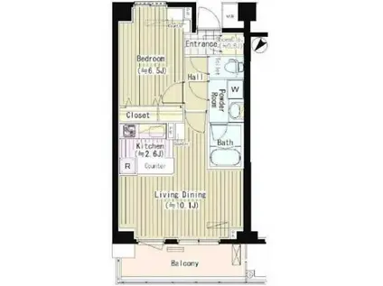 PRIMEURBAN東中野COURT 旧ACOLT新宿落合(1LDK/1階)の間取り写真